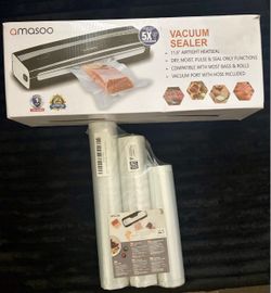 amasoo food vacuum sealer with 3 pack of New Food Vacuum Sealer Bags NEW IN BOX
