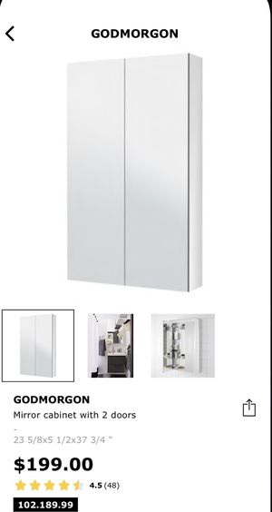 Ikea Godmorgon Mirror Cabinet With 2 Doors Assembled Never Used