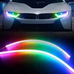 New 2025 LED DRL RGB Multicolor Sequential Flexible Strip for Car Headlights