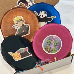 💠 Diamond-Edge Epoxy Coaster Set – Handmade Art Gift