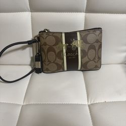 Coach Signature Stripe wristlet
