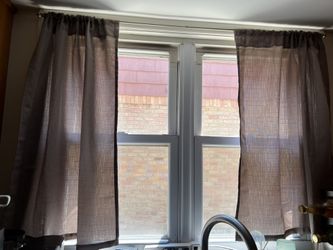 Brown Window Curtains WITH rod