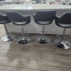 4 Modern Gray Swivel Bar Stools