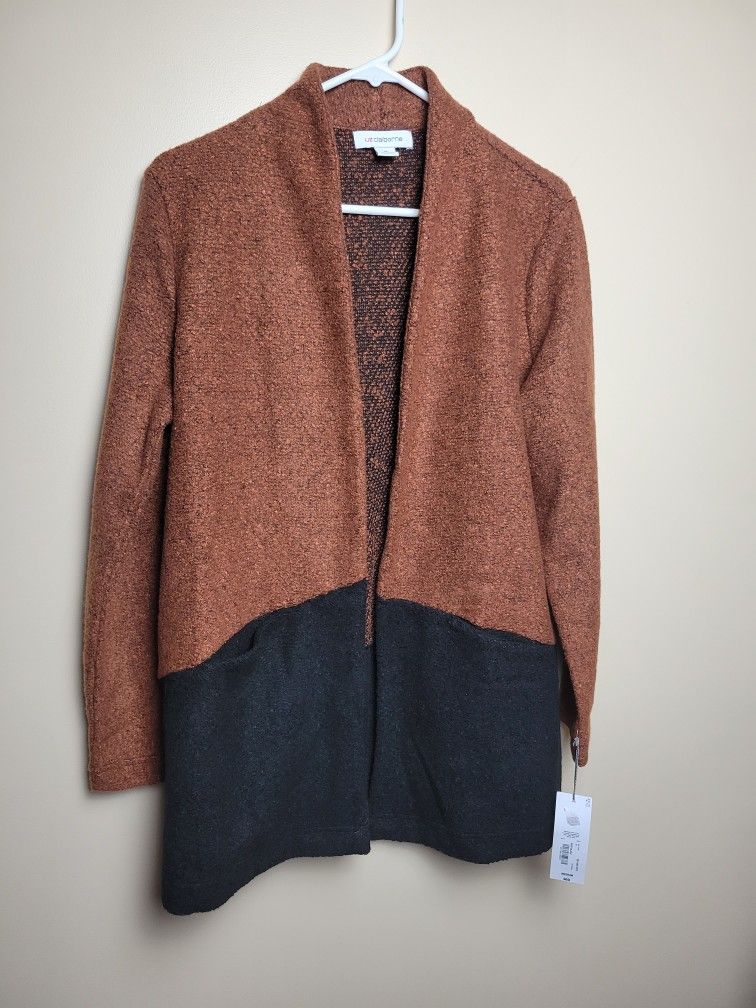 Liz Claiborne Rust and Black Open Front Cardigan size M NWT