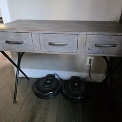 Wood Desk With Drawers Greytone
