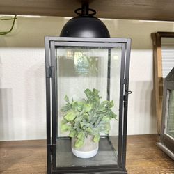 Black Metal Lantern w/ Glass