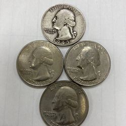 1943 Silver Quarter Plus 3 Bicentennial Quarters