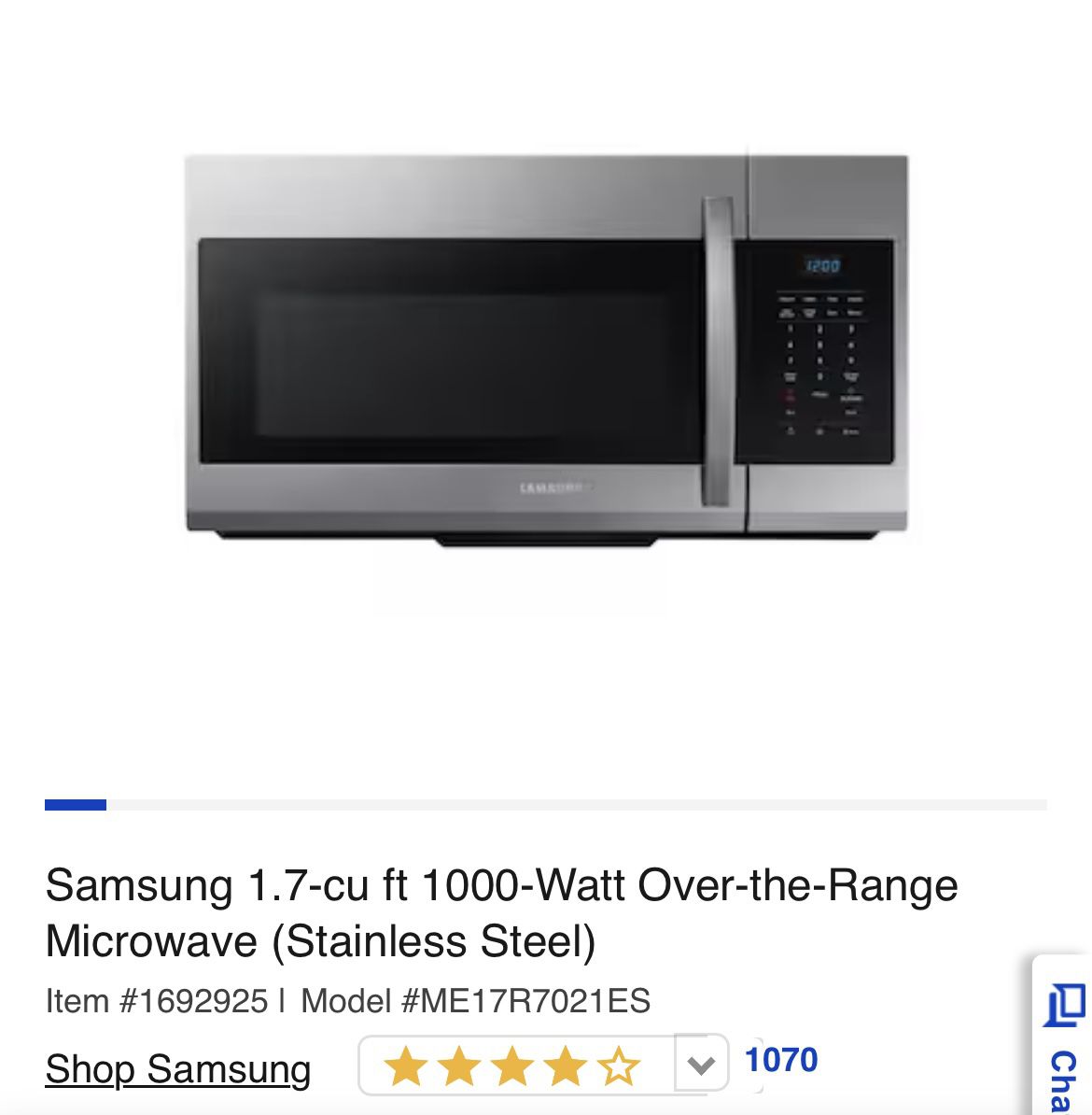 Samsung Over The Range Microwave