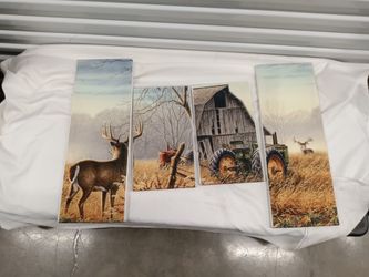 4-Panel Rustic Farmhouse Deer Wall Art Set