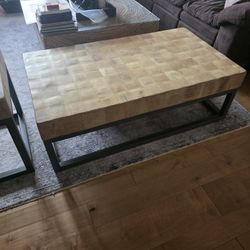 Butcher Block Style Coffee and End Tables
