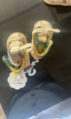 Baby Boy Shoes, Model: First Step ,color:kaki ,size;3(6-9 M)