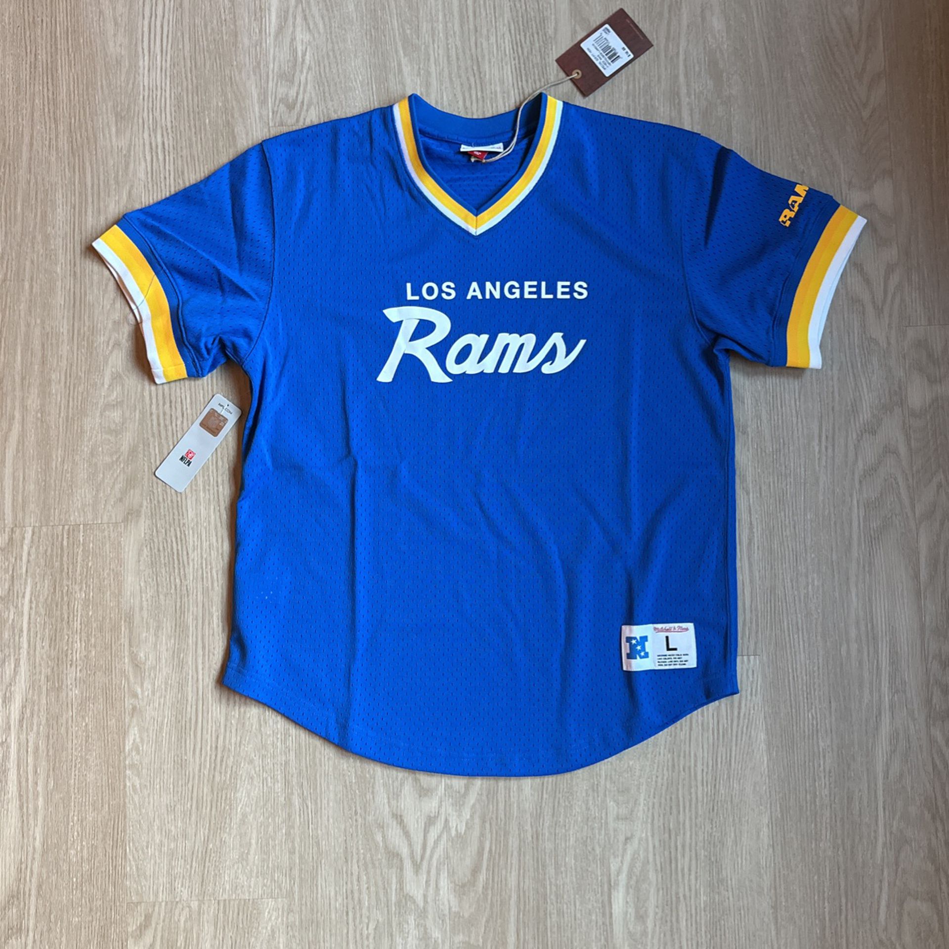 Size Large - Mitchell And Ness Vintage NFL Mesh Jersey Los Angeles LA Rams Football - Sports Fan Supreme New Era Hat Club