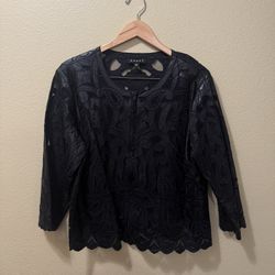 Women’s XL Weavz Black 100% Polyurethane Floral Paisley Mesh Full Zip Jacket