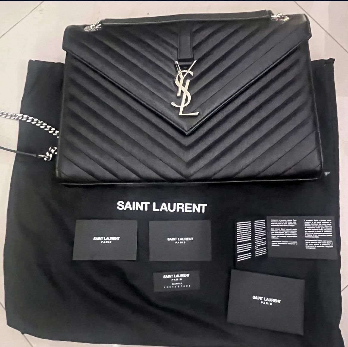 ysl cassandre matelasse envelope chain wallet