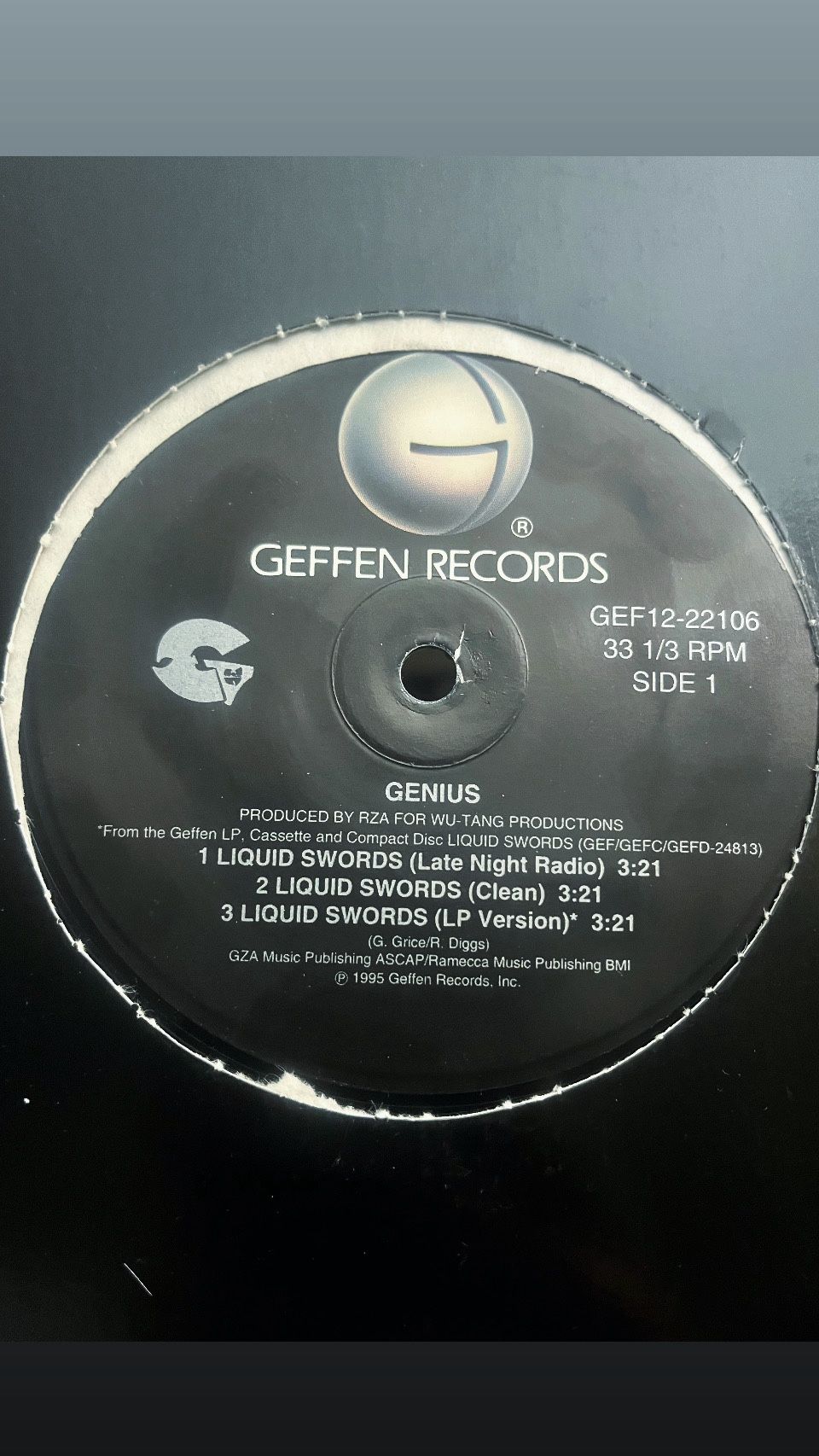 Genius - Liquid Swords 12’ RECORD 90’s HIP HOP 90’S RAP CLASSIC HIP HOP OLD SCHOOL HIP HOP