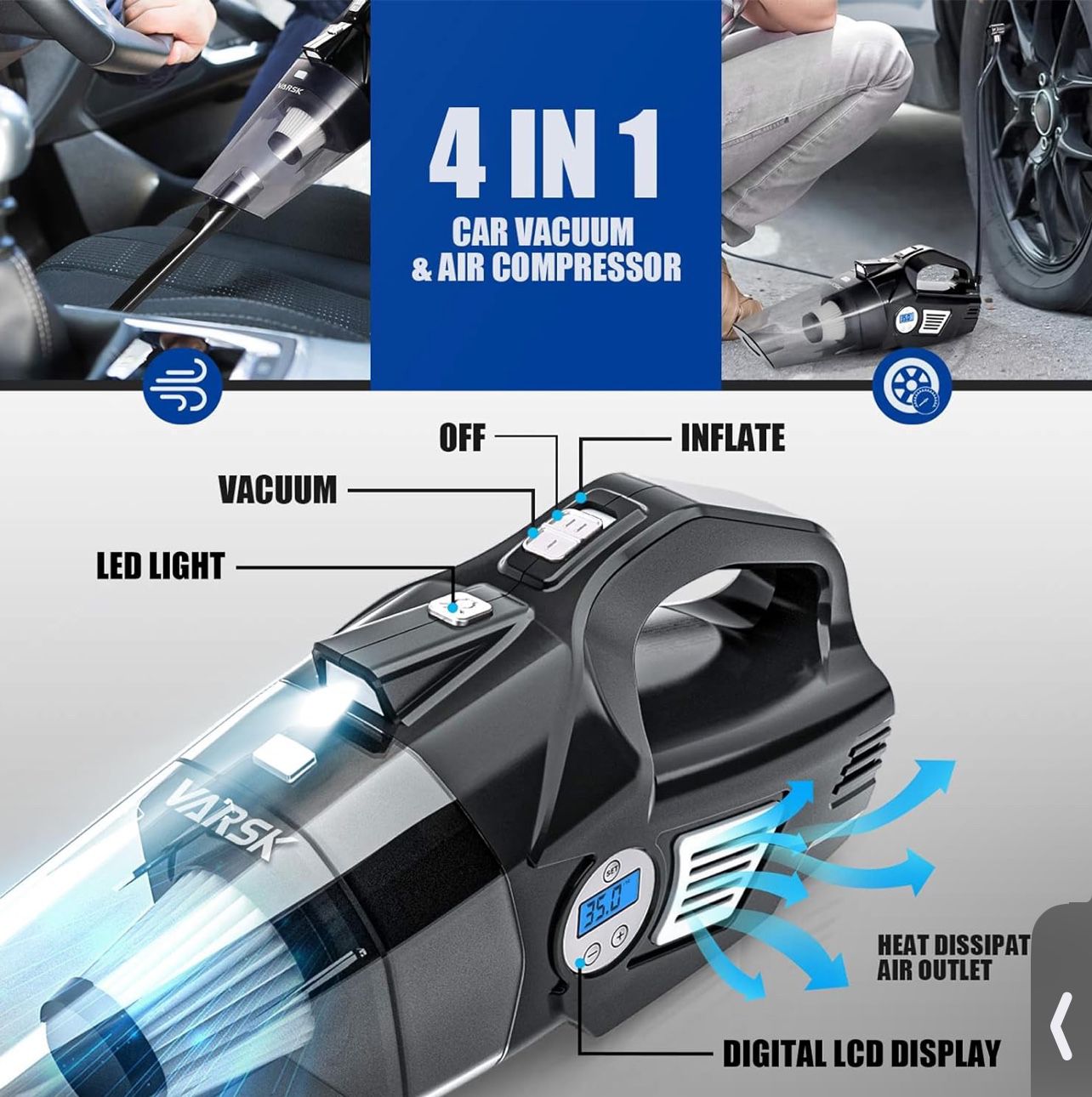 4-in-1 Car Vacuum Cleaner High Power(never Used)