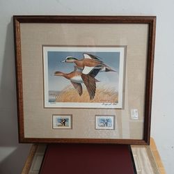 Maynard Reece Signed Numbered 1989 Ducks Print Landscape Matted & Framed Vng
