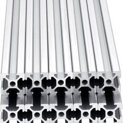 10pcs 2000mm T Slot 2020 Aluminum Extrusion European Standard Anodized Linear Rail for 3D Printer Parts and CNC DIY Silver(78.7'')