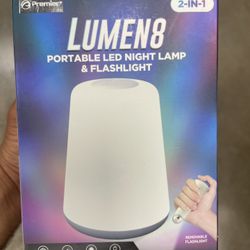 Brand New LUMEN8 Portable LED Night Lamp & Flashlight, 2-IN-1, Battery-Powered