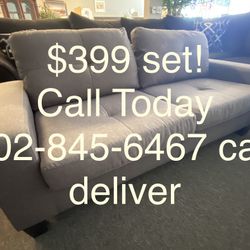 New Grey Living Room Set  $399  Aofa And loveseat Say What??? $399  In Stock  Come Grab 1 Now