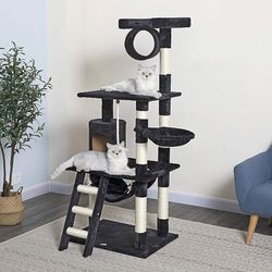 Multi-levels Cat Scratching Posts Tower Cat Condo Cat Tree


