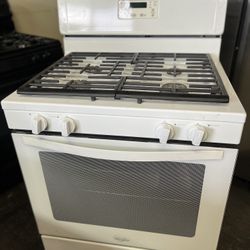 Whirlpool Gas Stove 30”Wide In White With Heavy Duty Grates 