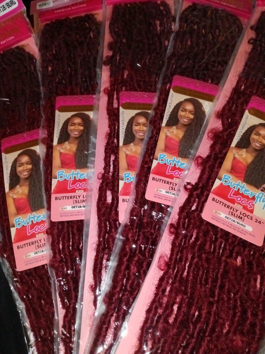 $10 for 1 pack or $15 for 2 packs=Butterfly Locs- Burgundy Ombre