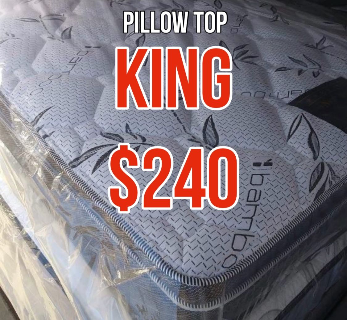 New King Pillow Top Mattress $240 