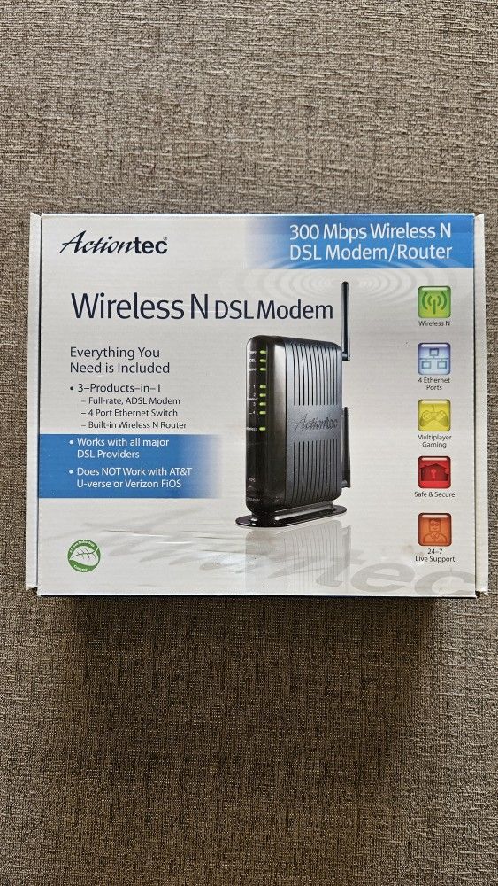 ACTIONTEC WIRELESS N ADSL MODEM ROUTER (GT784WN)

