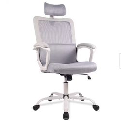Ergonomic Gray Mesh Home Office Chair with Lumbar Support/Adjustable Headrest/Armrest and Wheels/Mesh High Back