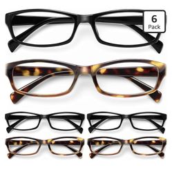 Gaoye Reading Glasses for Women, 6 pack Fashion Readers for Women Men Spring Hinge Eye Glasses, Blue Light Reading Glasses 1.75