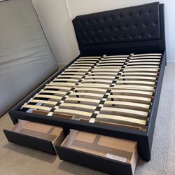 Queen Black Storage Bed With Nice 10” Orthopedic Supreme Mattress Included 📍 
