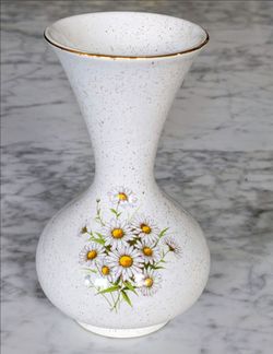 Vintage Kernewek Goonhavern Cornwall Pottery Gold Daisy Design Trumpet Neck Vase