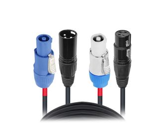 ProX XC-PWC14-XLR03 Grey XLR-F Connector to Blue XLR-M Link Cable for Powercon Compatible Devices - 3 Feet