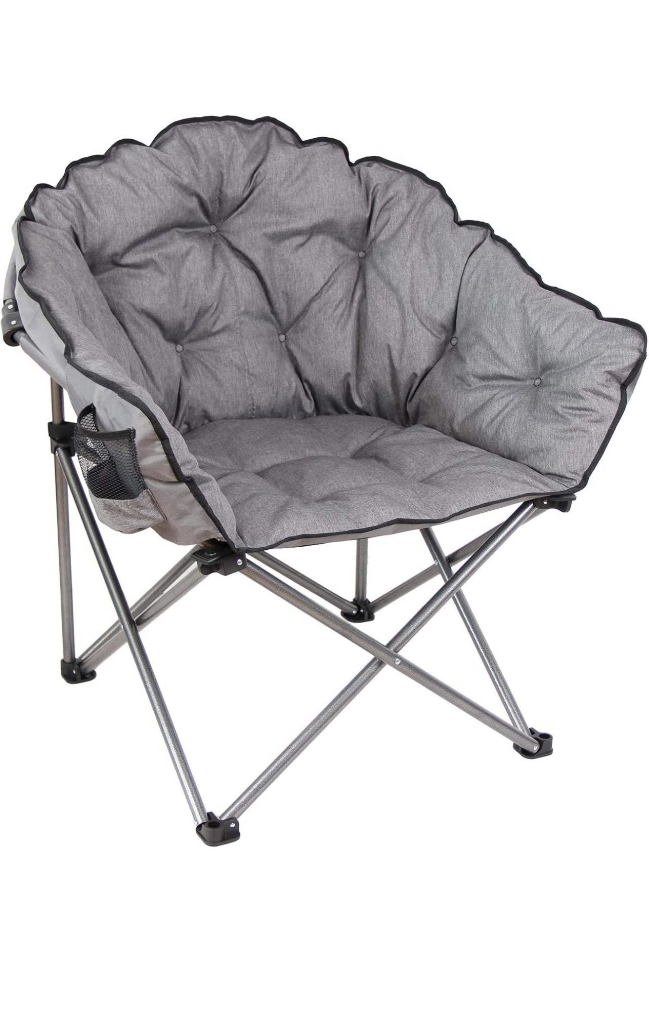 MacSports C932S-129 Padded Cushion Outdoor Folding Lounge Patio Club Chair, Gray