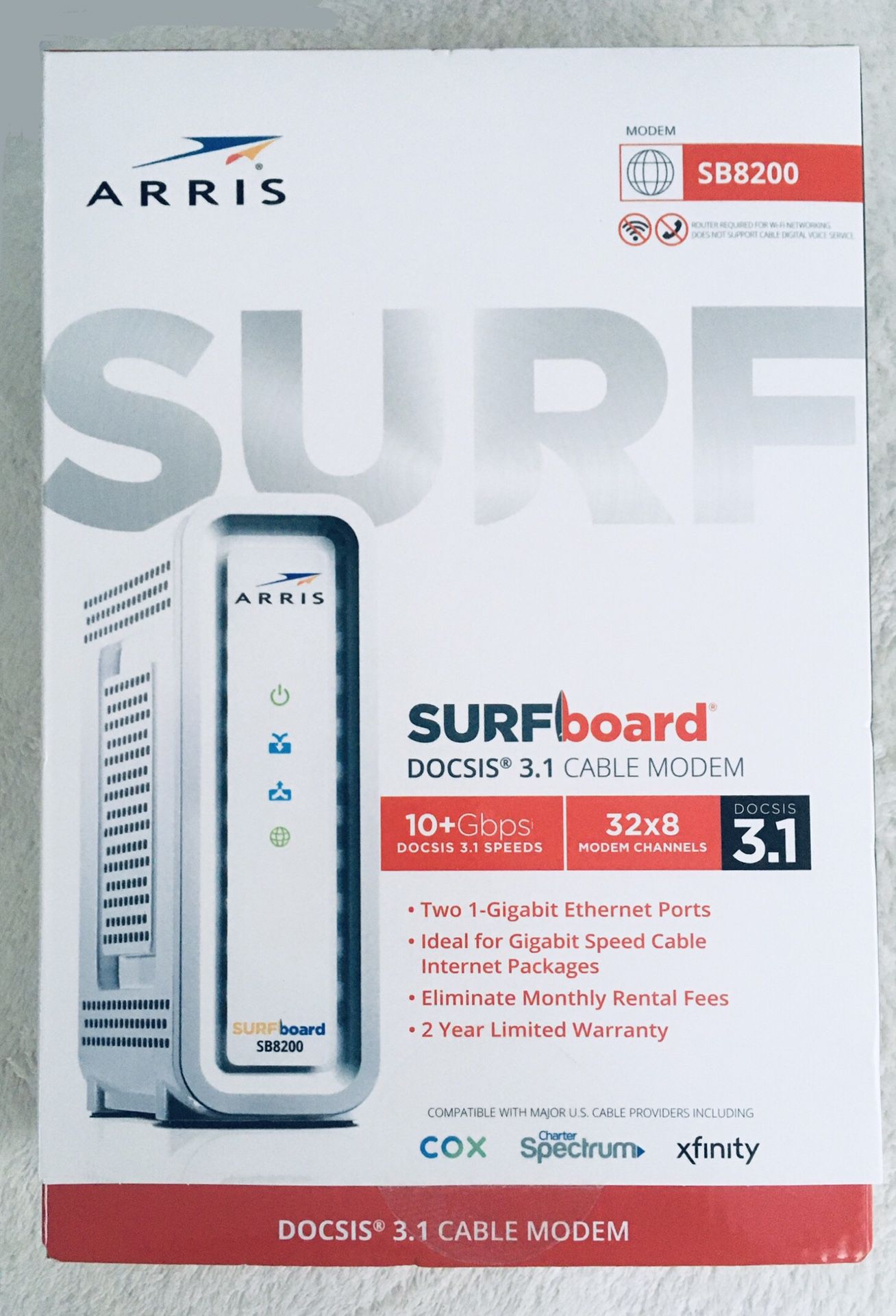 NWT ARRIS Surfboard SB8200 Cable Modem for Cox, Spectrum> + Xfinity