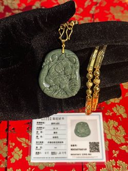 18K Gold PLATED Jade Tiger Necklace
