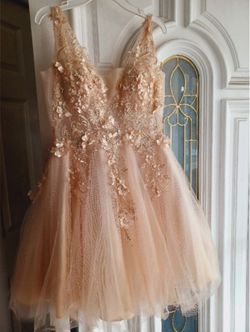 Blush Tulle Lace Floral Homecoming Dress