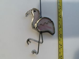 JW Stannard by Figi art glass flamingo wind chime