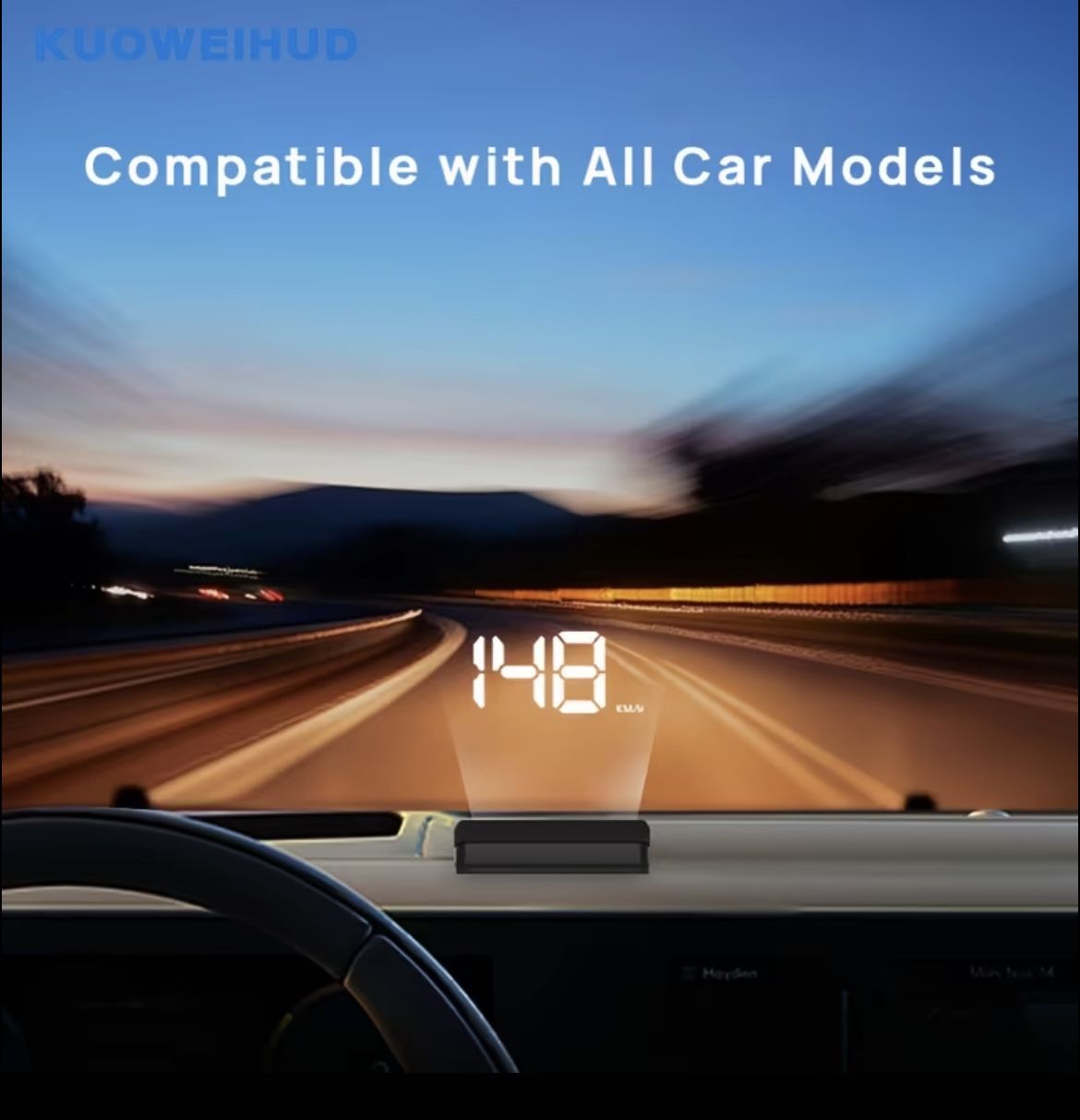 Universal Car Windshield Speedometer Head-Up Display - White/Green Light, Compatible with All Car Models