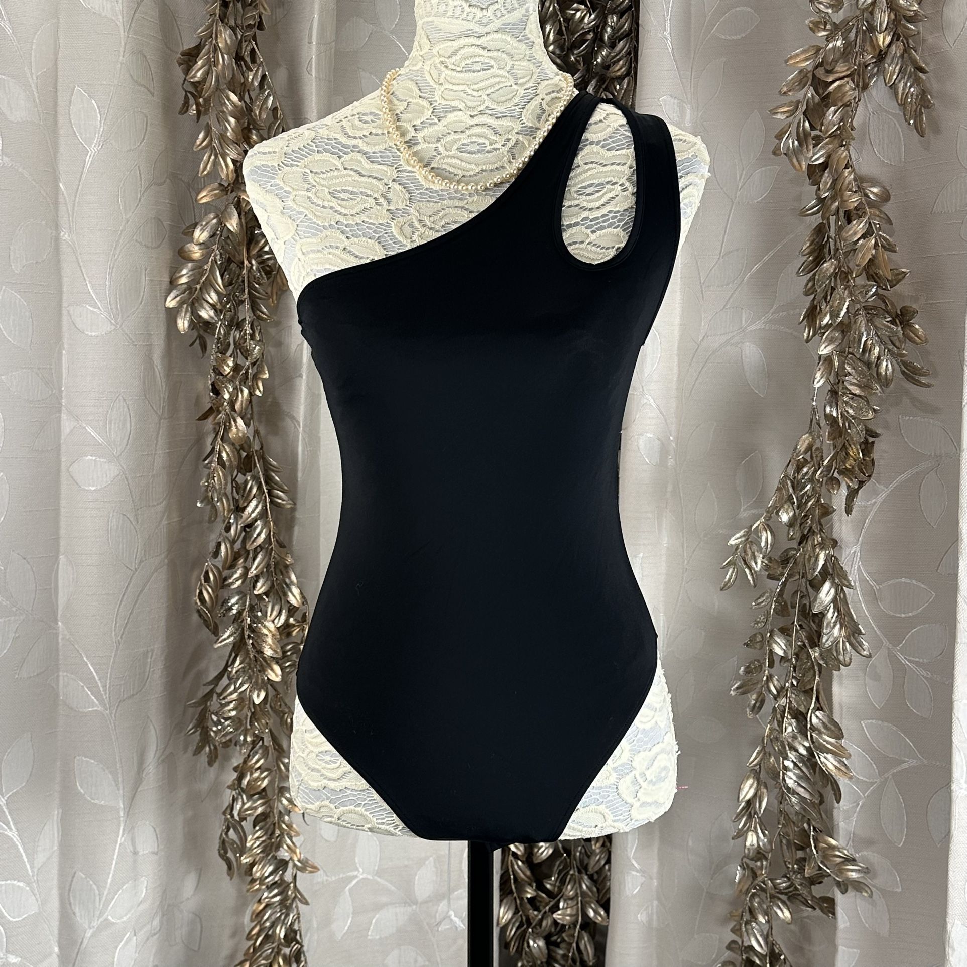 ZARA Black One Shoulder Bodysuit | Women’s M | Minimalist Chic