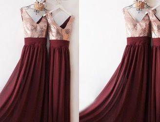 Burgundy and gold formal dress