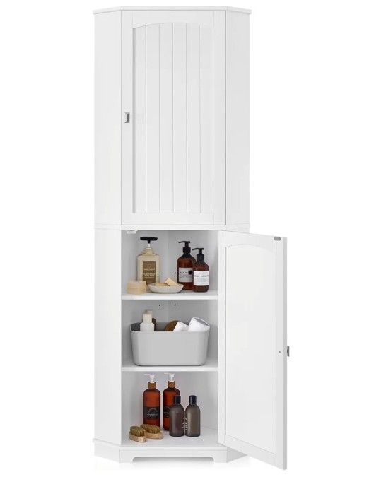 Tall White Corner Cabinet