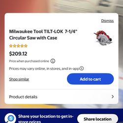 Milwaukee Tool Circular Saw With Case