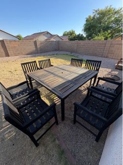 Modern Outdoor Patio Dining Set – 8 Chairs – Solid Wood Style