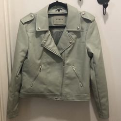 BLANKNYC Moto Jacket Medium Green Zipper Faux Leather
