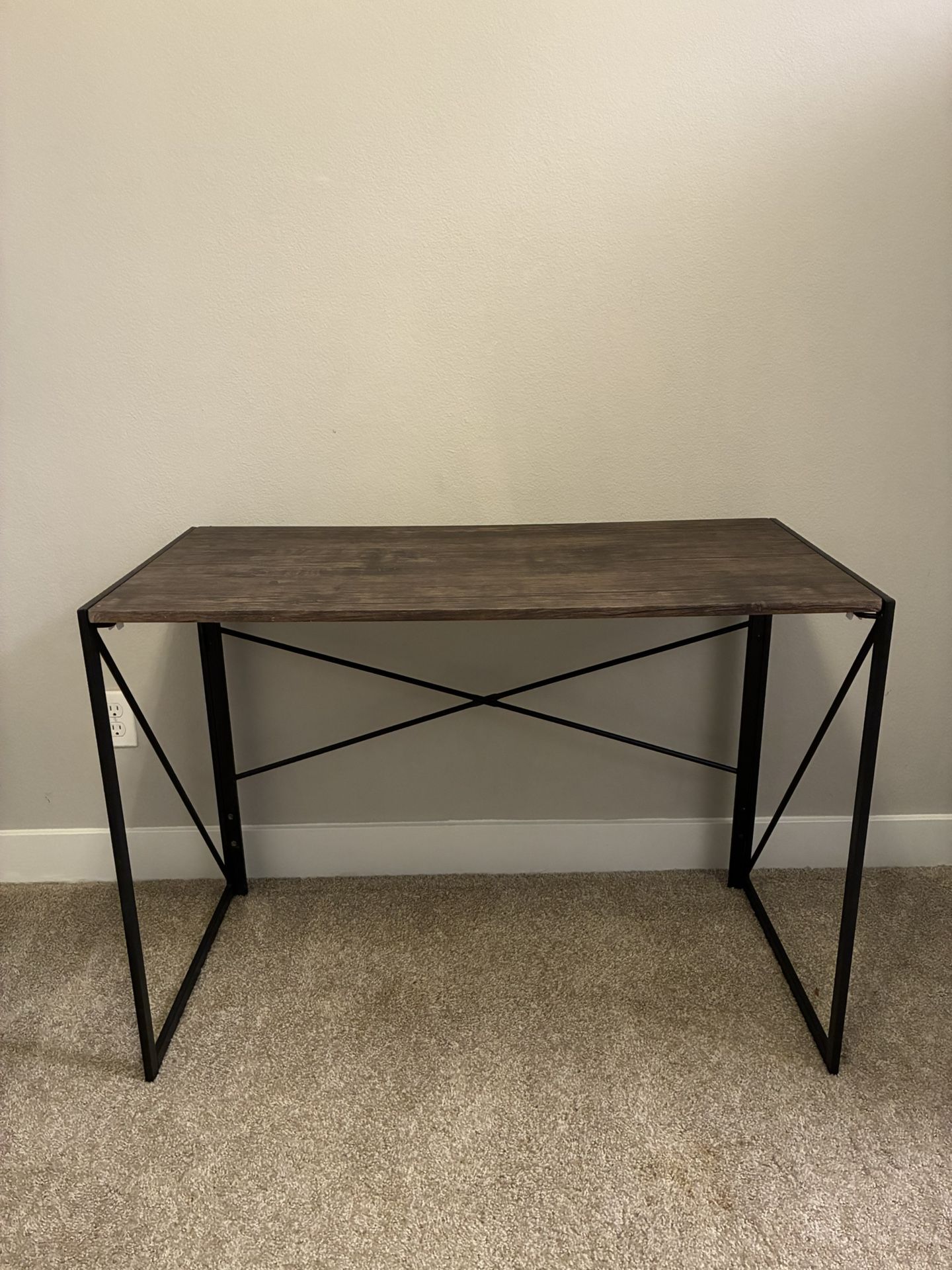 Sleek Modern Wooden Desk with Metal Frame