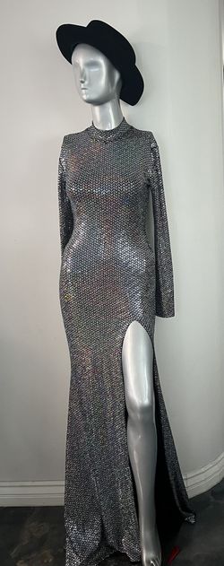 GOODTIME USA long sleeve maxi fishtail dress in glitter sequins sz Small