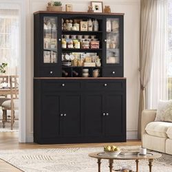 71''Tall Food Pantry Cabinet, 47.2'' Wide Kitchen Hutch with 4 Drawers & Shelves