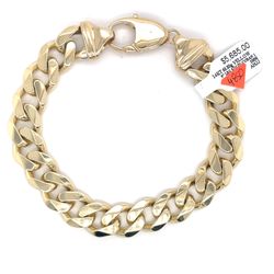 14kt Gold Solid Cuban Bracelet 12mm 9” 68.80grams 146145 1